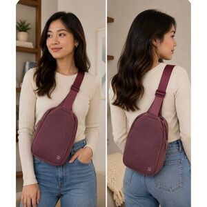 NWT All in Motion Sling Crossbody Bag - Deep Plum Burgundy Wine Hidden Pocket